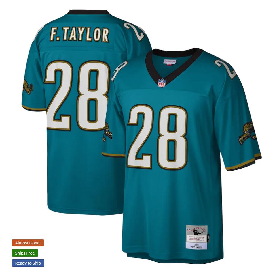 Jacksonville Jaguars #28 Fred Taylor Mitchell & Ness Teal NFL Throwback Football Jersey Jacksonville Jaguars #28 Fred Taylor Mitchell & Ness Teal NFL Throwback Football Jersey