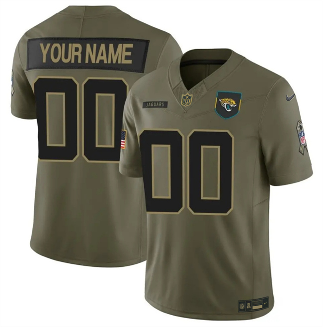 Jacksonville Jaguars Active Player Custom Olive 2025 F.U.S.E. Salute to Service Limited Stitched Football Jersey Jacksonville Jaguars Active Player Custom Olive 2025 F.U.S.E. Salute to Service Limited Stitched Football Jersey