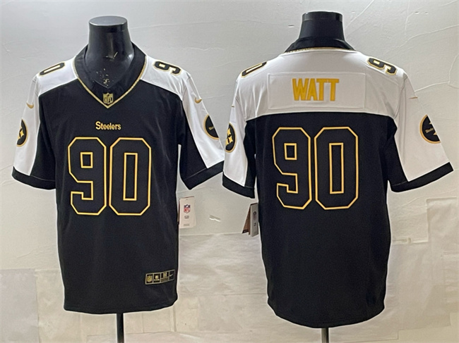 Pittsburgh Steelers #90 T.J. Watt Black White F.U.S.E. Vapor Untouchable Limited Football Stitched Jersey Pittsburgh Steelers #90 T.J. Watt Black White F.U.S.E. Vapor Untouchable Limited Football Stitched Jersey
