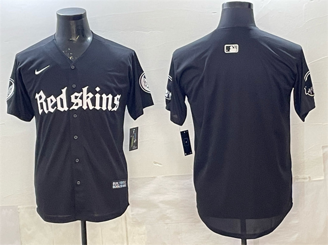 Washington Commanders Blank Black 'Gothic Capitol Shadows Edition' Limited Stitched Baseball Jersey Washington Commanders Blank Black 'Gothic Capitol Shadows Edition' Limited Stitched Baseball Jersey