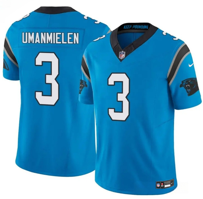 Carolina Panthers #3 Princely Umanmielen Blue 2025 F.U.S.E. Vapor Limited Stitched Football Jersey  Carolina Panthers #3 Princely Umanmielen Blue 2025 F.U.S.E. Vapor Limited Stitched Football Jersey
