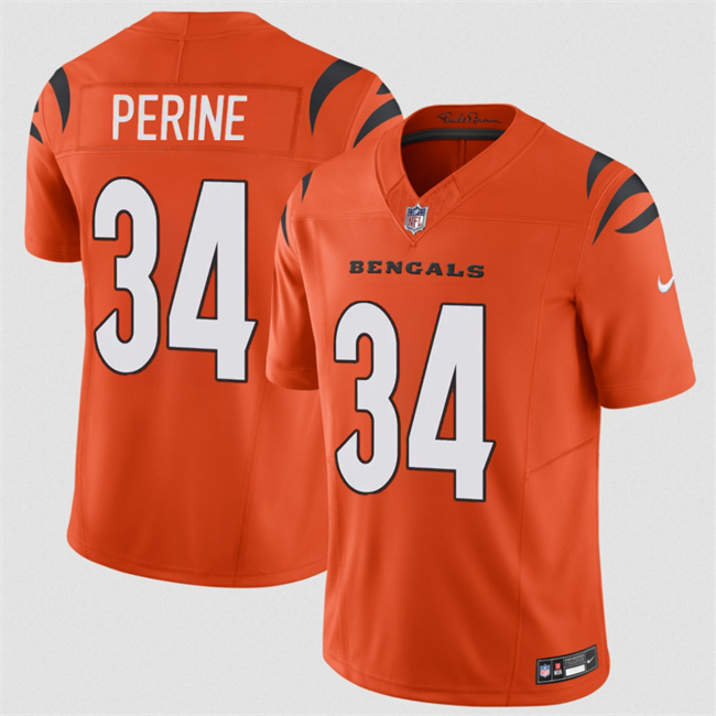 Cincinnati Bengals #34 Samaje Perine Orange 2025 F.U.S.E. Vapor Untouchable Limited Stitched Football Jersey Cincinnati Bengals #34 Samaje Perine Orange 2025 F.U.S.E. Vapor Untouchable Limited Stitched Football Jersey