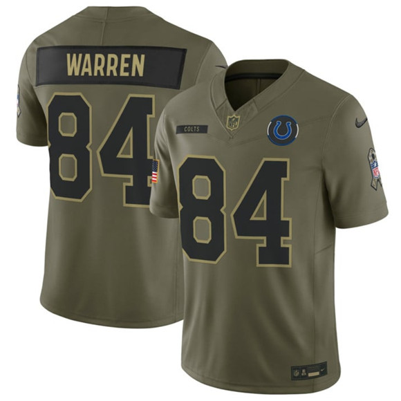 Indianapolis Colts #84 Tyler Warren Olive 2025 Salute to Service Limited Football Stitched Jersey  Indianapolis Colts #84 Tyler Warren Olive 2025 Salute to Service Limited Football Stitched Jersey