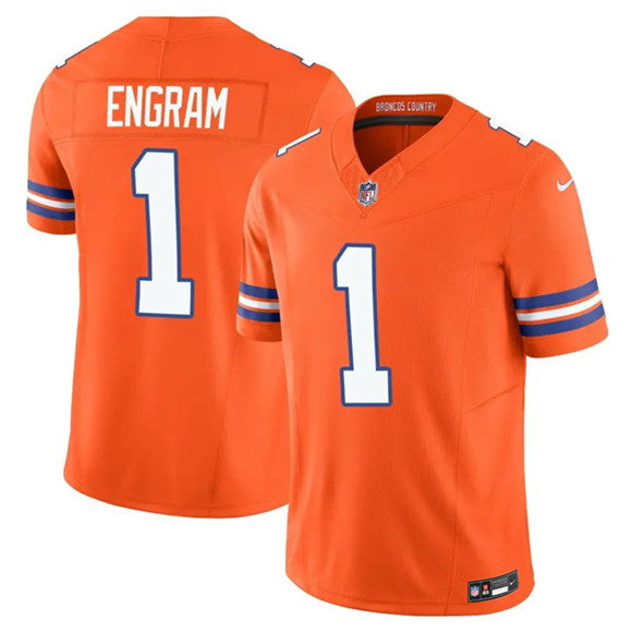 Denver Broncos #1 Evan Engram Orange F.U.S.E. Mile High Collection 1977 Throwback Vapor Limited Football Stitched Jersey Denver Broncos #1 Evan Engram Orange F.U.S.E. Mile High Collection 1977 Throwback Vapor Limited Football Stitched Jersey