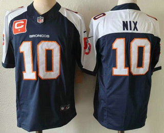 Denver Broncos #10 Bo Nix Navy Blue C Patch Thanksgiving FUSE Vapor Jersey Denver Broncos #10 Bo Nix Navy Blue C Patch Thanksgiving FUSE Vapor Jersey