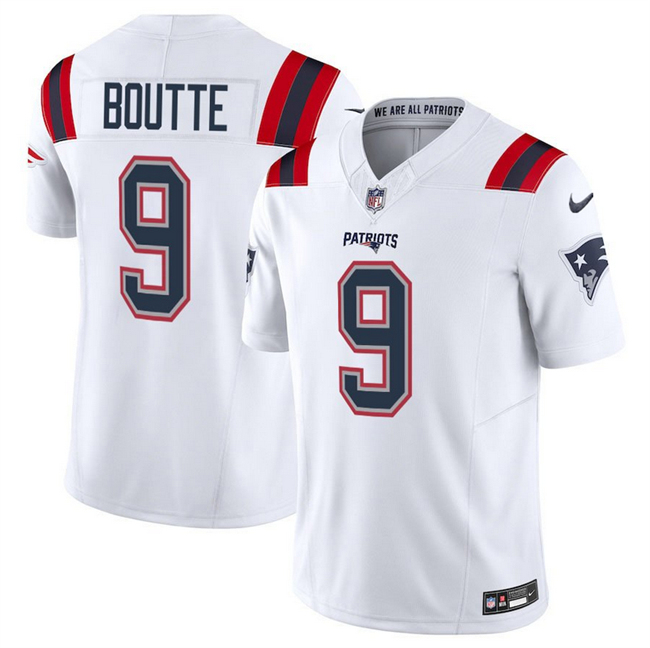 New England Patriots #9 Kayshon Boutte White 2025 F.U.S.E. Vapor Limited Football Stitched Jersey New England Patriots #9 Kayshon Boutte White 2025 F.U.S.E. Vapor Limited Football Stitched Jersey