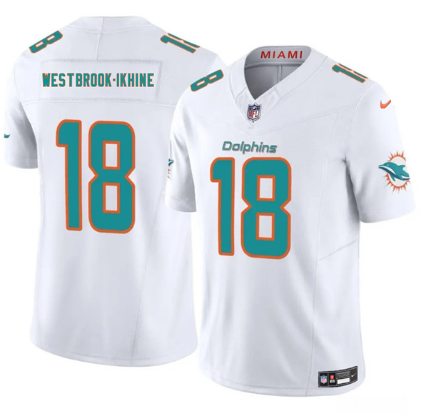 Miami Dolphins #18 Nick Westbrook-Ikhine White 2025 Draft F.U.S.E. Vapor Limited Football Stitched Jersey