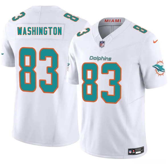 Miami Dolphins #83 Tahj Washington White 2025 Draft F.U.S.E. Vapor Limited Football Stitched Jersey