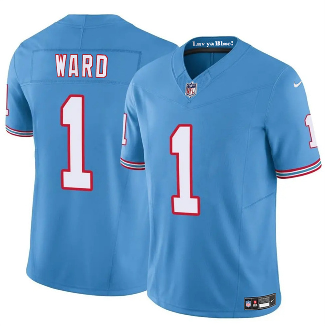 Tennessee Titans #1 Cameron Ward Blue 2025 Draft F.U.S.E. Throwback Vapor Limited Football Stitched Jersey