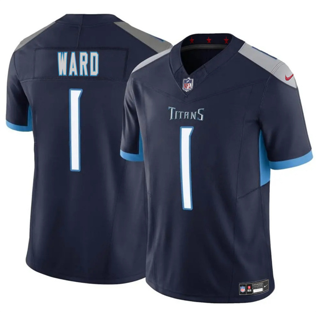 Tennessee Titans #1 Cameron Ward Navy 2025 Draft F.U.S.E. Vapor Limited Football Stitched Jersey
