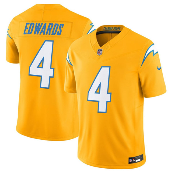 Los Angeles Chargers #4 Taylor Heinicke Gold 2025 F.U.S.E. Alternate Vapor Limited Football Stitched Jersey Los Angeles Chargers #4 Taylor Heinicke Gold 2025 F.U.S.E. Alternate Vapor Limited Football Stitched Jersey