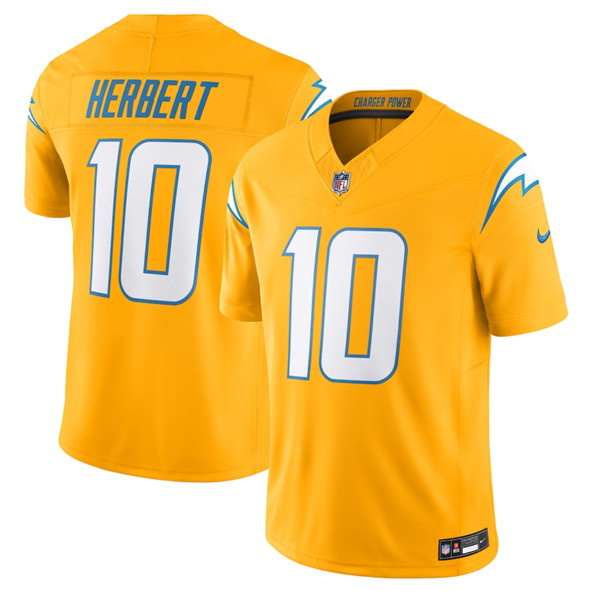 Los Angeles Chargers #10 Justin Herbert Gold 2025 F.U.S.E. AlternateVapor Limited Football Stitched Jersey Los Angeles Chargers #10 Justin Herbert Gold 2025 F.U.S.E. AlternateVapor Limited Football Stitched Jersey