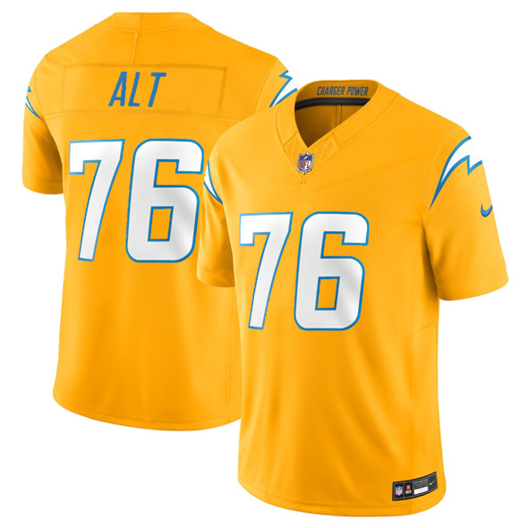 Los Angeles Chargers #76 Joe Alt Gold 2025 F.U.S.E. Alternate Vapor Limited Football Stitched Jersey Los Angeles Chargers #76 Joe Alt Gold 2025 F.U.S.E. Alternate Vapor Limited Football Stitched Jersey