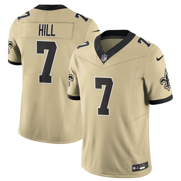 New Orleans Saints #7 Taysom Hill Gold 2025 F.U.S.E. Alternate Vapor Limited Football Stitched Jersey New Orleans Saints #7 Taysom Hill Gold 2025 F.U.S.E. Alternate Vapor Limited Football Stitched Jersey