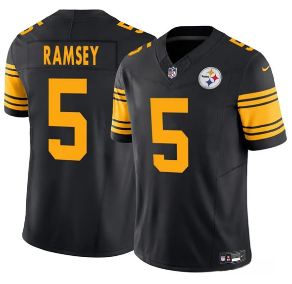 Pittsburgh Steelers #5 Jalen Ramsey Black 2025 F.U.S.E. Color Rush Vapor Limited Football Stitched Jersey Pittsburgh Steelers #5 Jalen Ramsey Black 2025 F.U.S.E. Color Rush Vapor Limited Football Stitched Jersey