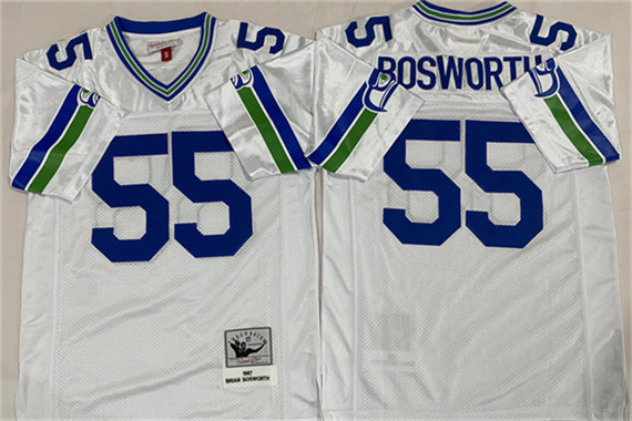 Seattle Seahawks #55 Brian Bosworth White Throwback Football Stitched Jersey Seattle Seahawks #55 Brian Bosworth White Throwback Football Stitched Jersey
