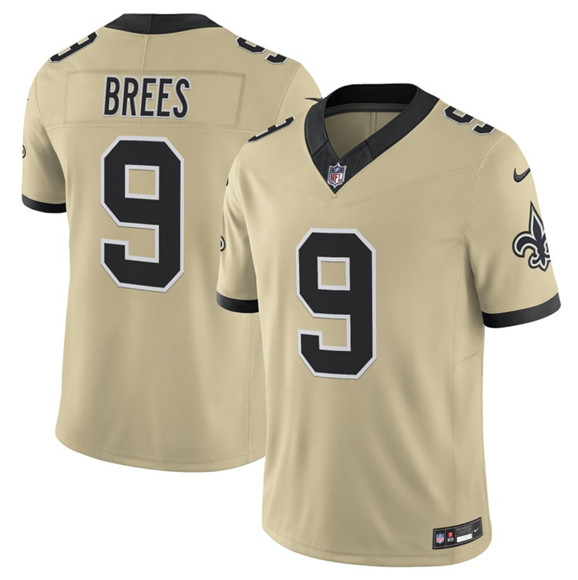 New Orleans Saints #9 Drew Brees Gold 2025 F.U.S.E. Alternate Vapor Limited Football Stitched Jersey New Orleans Saints #9 Drew Brees Gold 2025 F.U.S.E. Alternate Vapor Limited Football Stitched Jersey