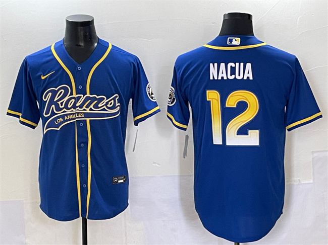 Los Angeles Rams #12 Puka Nacua Royal Cool Base Stitched Baseball Jersey Los Angeles Rams #12 Puka Nacua Royal Cool Base Stitched Baseball Jersey