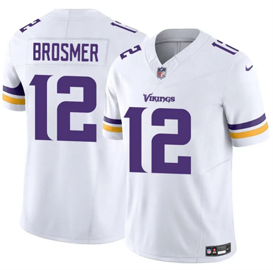 Minnesota Vikings #12 Max Brosmer White 2025 F.U.S.E. Vapor Untouchable Limited Football Stitched Jersey Minnesota Vikings #12 Max Brosmer White 2025 F.U.S.E. Vapor Untouchable Limited Football Stitched Jersey
