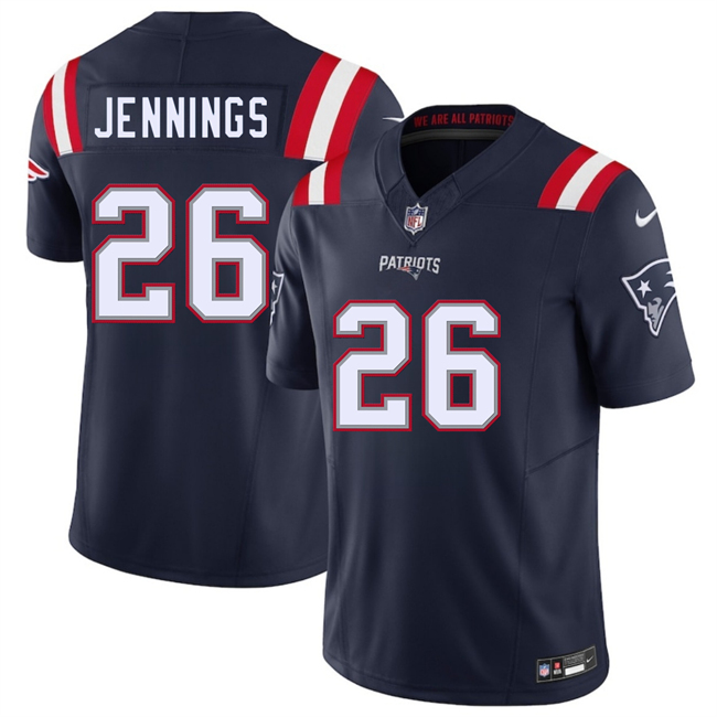 New England Patriots #26 Terrell Jennings Navy 2025 F.U.S.E. Vapor Limited Stitched Jersey New England Patriots #26 Terrell Jennings Navy 2025 F.U.S.E. Vapor Limited Stitched Jersey