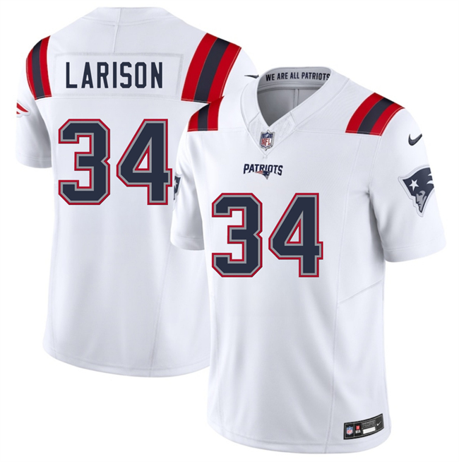 New England Patriots #34 Lan Larison White 2025 F.U.S.E. Vapor Limited Stitched Jersey New England Patriots #34 Lan Larison White 2025 F.U.S.E. Vapor Limited Stitched Jersey
