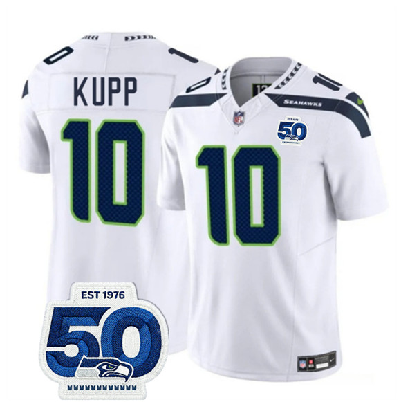 Seattle Seahawks #10 Cooper Kupp White 2025 F.U.S.E. Vapor Untouchable Limited Football Stitched Jersey Seattle Seahawks #10 Cooper Kupp White 2025 F.U.S.E. Vapor Untouchable Limited Football Stitched Jersey