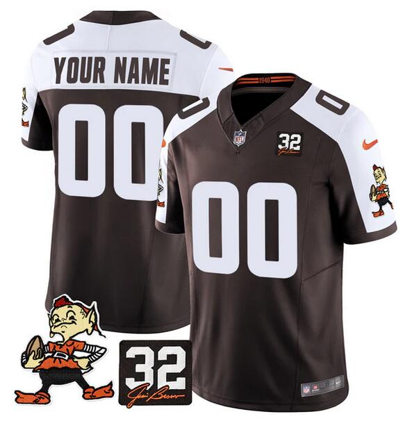Cleveland Browns Active Player Custom Brown Alternate F.U.S.E. #32 Jim Brown Memorial Patch Vapor Limited Stitched Football Jersey Cleveland Browns Active Player Custom Brown Alternate F.U.S.E. #32 Jim Brown Memorial Patch Vapor Limited Stitched Football Jersey