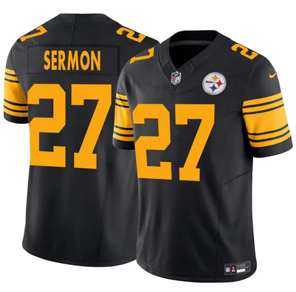 Pittsburgh Steelers #27 Trey Sermon Black 2025 F.U.S.E. Color Rush Vapor Untouchable Limited Football Stitched Jersey Pittsburgh Steelers #27 Trey Sermon Black 2025 F.U.S.E. Color Rush Vapor Untouchable Limited Football Stitched Jersey