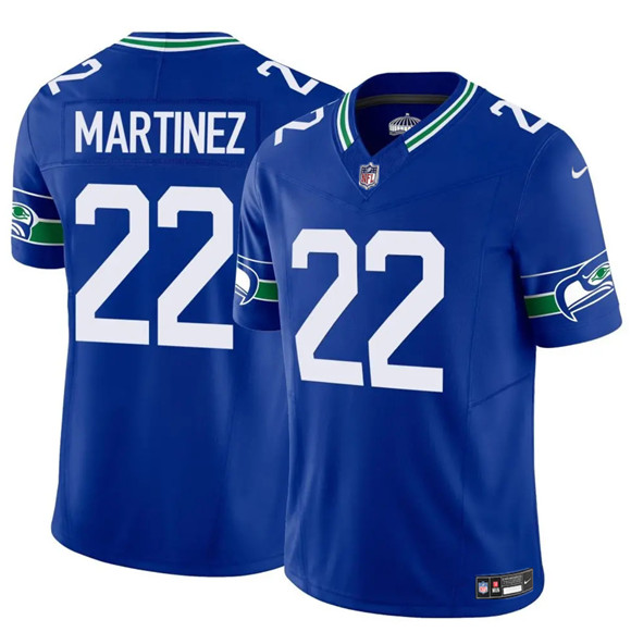 Seattle Seahawks #22 Damien Martinez Royal 2025 F.U.S.E Throwback Vapor Limited Football Stitched Jersey Seattle Seahawks #22 Damien Martinez Royal 2025 F.U.S.E Throwback Vapor Limited Football Stitched Jersey