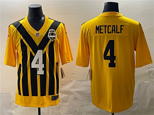 Pittsburgh Steelers #4 DK Metcalf Gold 1933 Throwback Alternate Football Stitched Game Jersey Pittsburgh Steelers #4 DK Metcalf Gold 1933 Throwback Alternate Football Stitched Game Jersey