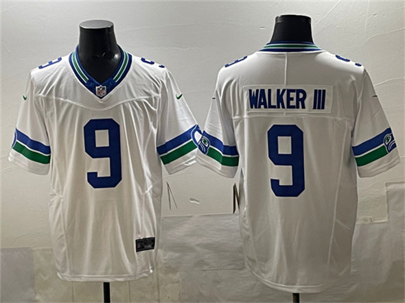 Seattle Seahawks #9 Kenneth Walker III White F.U.S.E. Throwback Vapor Limited Football Stitched Jersey Seattle Seahawks #9 Kenneth Walker III White F.U.S.E. Throwback Vapor Limited Football Stitched Jersey