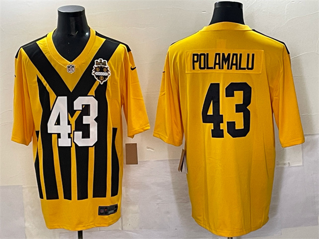 Pittsburgh Steelers #43 Troy Polamalu Gold 1933 Throwback Alternate Football Stitched Jersey Pittsburgh Steelers #43 Troy Polamalu Gold 1933 Throwback Alternate Football Stitched Jersey
