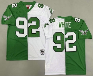 Philadelphia Eagles #92 Reggie White Green White Split 1990 Throwback Jersey Philadelphia Eagles #92 Reggie White Green White Split 1990 Throwback Jersey