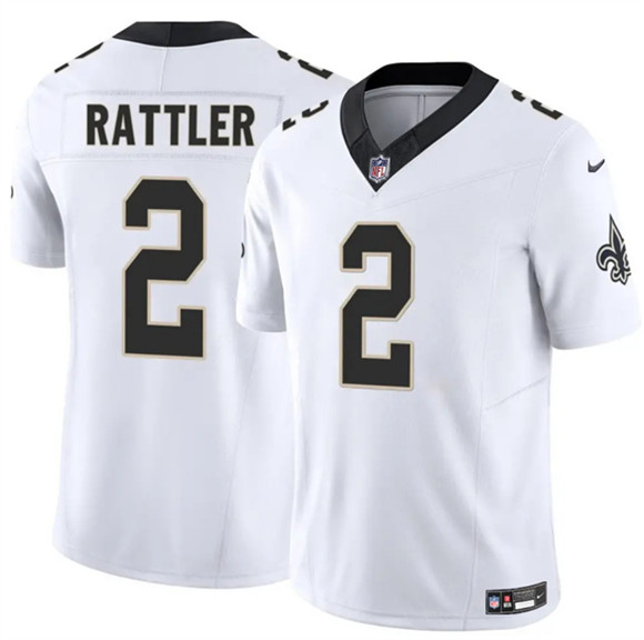 New Orleans Saints #2 Spencer Rattler White 2025 F.U.S.E Vapor Limited Football Stitched Jersey New Orleans Saints #2 Spencer Rattler White 2025 F.U.S.E Vapor Limited Football Stitched Jersey
