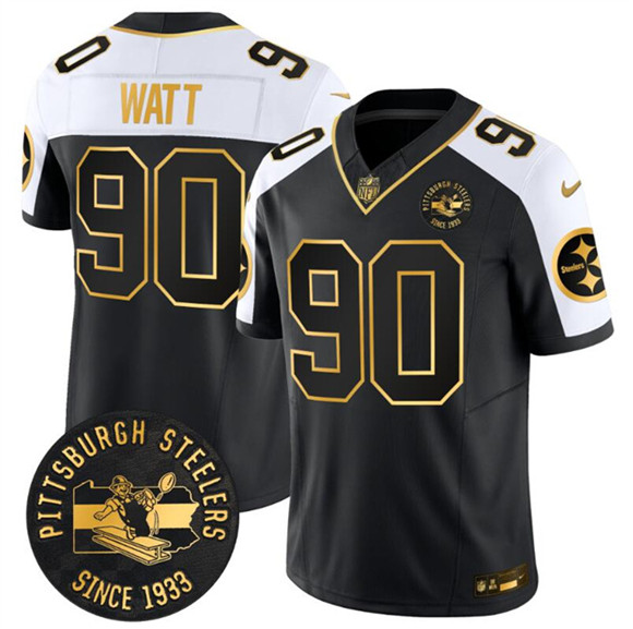 Pittsburgh Steelers #90 T.J. Watt Black Gold Alternate F.U.S.E. Throwback 1933 Patch Vapor Untouchable Limited Football Stitched Jersey Pittsburgh Steelers #90 T.J. Watt Black Gold Alternate F.U.S.E. Throwback 1933 Patch Vapor Untouchable Limited Football Stitched Jersey