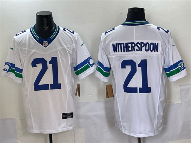 Seattle Seahawks #21 Devon Witherspoon White F.U.S.E. Throwback Vapor Limited Football Stitched Jersey Seattle Seahawks #21 Devon Witherspoon White F.U.S.E. Throwback Vapor Limited Football Stitched Jersey