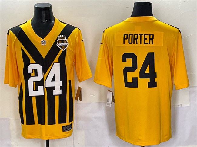 Pittsburgh Steelers #24 Joey Porter Jr. Gold 1933 Throwback Alternate Football Stitched Game Jersey Pittsburgh Steelers #24 Joey Porter Jr. Gold 1933 Throwback Alternate Football Stitched Game Jersey