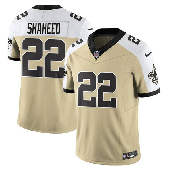 New Orleans Saints #22 Rashid Shaheed Gold White Alternate 2025 F.U.S.E. Vapor Limited Football Stitched Jersey New Orleans Saints #22 Rashid Shaheed Gold White Alternate 2025 F.U.S.E. Vapor Limited Football Stitched Jersey