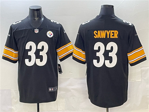 Pittsburgh Steelers #33 Jack Sawyer Black 2025 Vapor Limited Football Stitched Jersey Pittsburgh Steelers #33 Jack Sawyer Black 2025 Vapor Limited Football Stitched Jersey