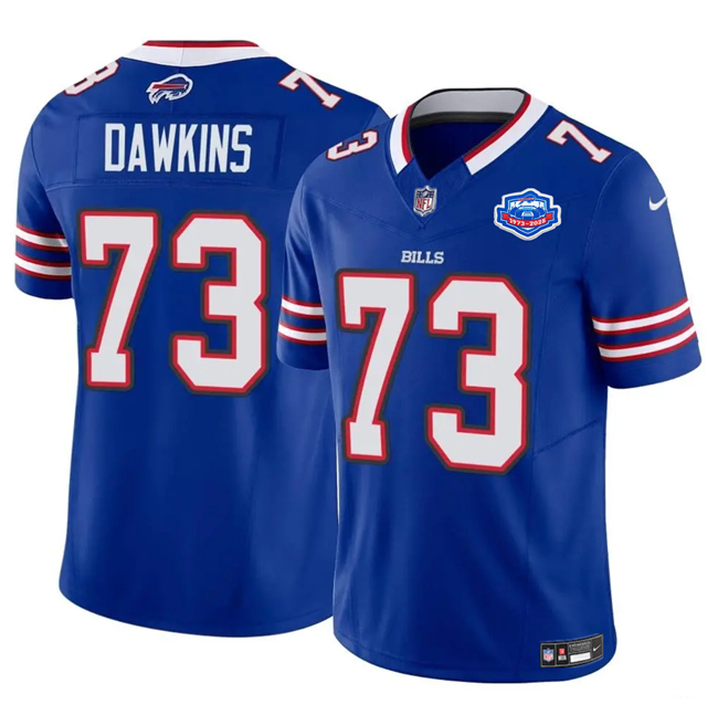 Buffalo Bills #73 Dion Dawkins Blue 2025 F.U.S.E. With Farewell Patch Vapor Untouchable Limited Football Stitched Jersey  Buffalo Bills #73 Dion Dawkins Blue 2025 F.U.S.E. With Farewell Patch Vapor Untouchable Limited Football Stitched Jersey
