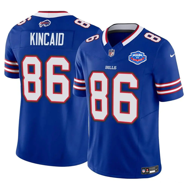 Buffalo Bills #86 Dalton Kincaid Blue 2025 F.U.S.E. With Farewell Patch Vapor Untouchable Limited Football Stitched Jersey Buffalo Bills #86 Dalton Kincaid Blue 2025 F.U.S.E. With Farewell Patch Vapor Untouchable Limited Football Stitched Jersey