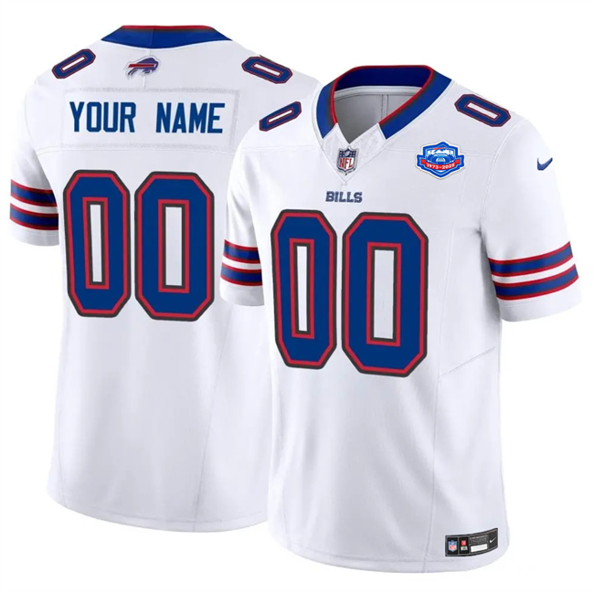 Buffalo Bills Active Player Custom White 2025 F.U.S.E. With Farewell Patch Vapor Untouchable Limited Football Stitched Jersey Buffalo Bills Active Player Custom White 2025 F.U.S.E. With Farewell Patch Vapor Untouchable Limited Football Stitched Jersey