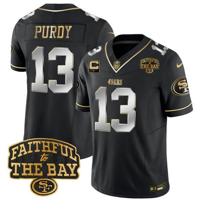 San Francisco 49ers #13 Brock Purdy Black 2025 F.U.S.E. 1-Star C With Faithful To The Bay Patch Limited V8 Football Stitched Jersey San Francisco 49ers #13 Brock Purdy Black 2025 F.U.S.E. 1-Star C With Faithful To The Bay Patch Limited V8 Football Stitched Jersey