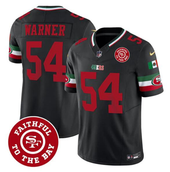 San Francisco 49ers #54 Fred warner Black F.U.S.E. Mexico Faithful To The Bay Patch Vapor Limited Football Stitched Jersey San Francisco 49ers #54 Fred warner Black F.U.S.E. Mexico Faithful To The Bay Patch Vapor Limited Football Stitched Jersey