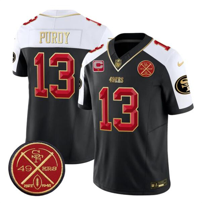 San Francisco 49ers #13 Brock Purdy Black Alternate F.U.S.E. 1-Star C With Est.1946 Patch Vapor Limited Football Stitched Jersey San Francisco 49ers #13 Brock Purdy Black Alternate F.U.S.E. 1-Star C With Est.1946 Patch Vapor Limited Football Stitched Jersey