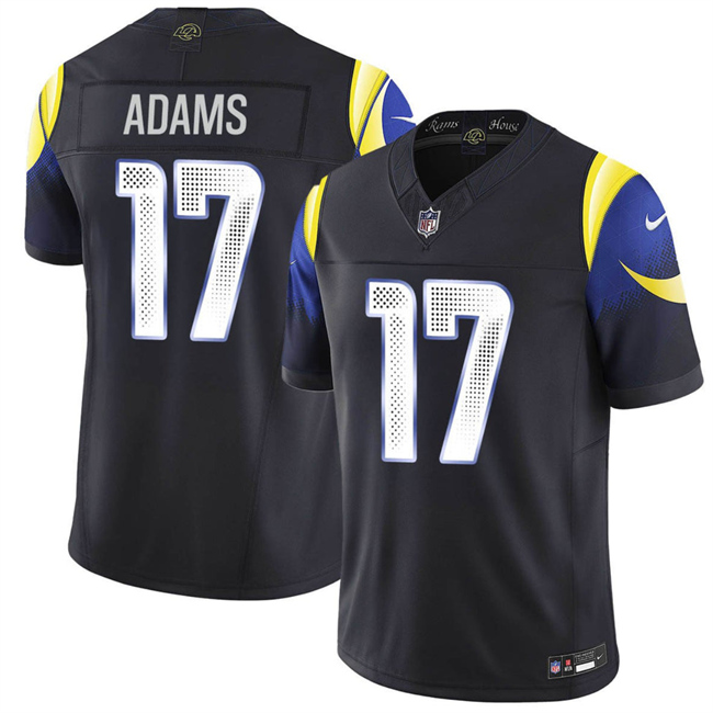 Los Angeles Rams #17 Davante Adams Black 2025 F.U.S.E. ??Rivalries?? Vapor Limited Stitched Football Jersey Los Angeles Rams #17 Davante Adams Black 2025 F.U.S.E. ??Rivalries?? Vapor Limited Stitched Football Jersey