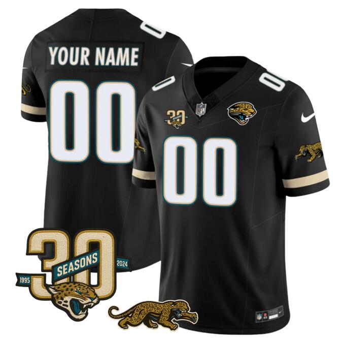 Jacksonville Jaguars Active Player Custom Black F.U.S.E. With 30th Seasons Patch Vapor Limited Football Stitched Jersey Jacksonville Jaguars Active Player Custom Black F.U.S.E. With 30th Seasons Patch Vapor Limited Football Stitched Jersey