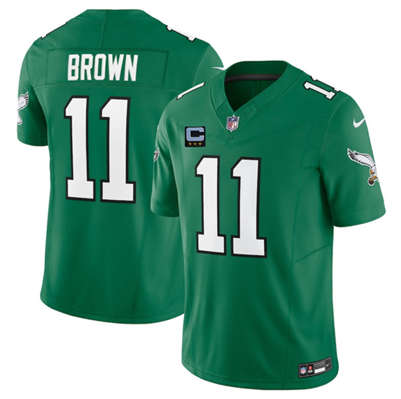 Philadelphia Eagles #11 A.J. Brown Kelly Green 2025 F.U.S.E. With 3-Star C Patch Vapor Untouchable Limited Throwback Football Stitched Jersey Philadelphia Eagles #11 A.J. Brown Kelly Green 2025 F.U.S.E. With 3-Star C Patch Vapor Untouchable Limited Throwback Football Stitched Jersey