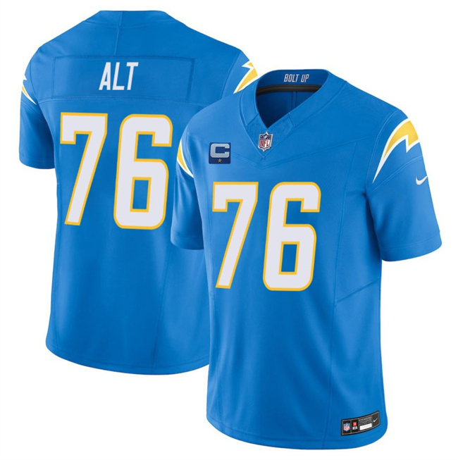 Los Angeles Chargers #76 Joe Alt Blue 2025 F.U.S.E With 1-Star C Patch Vapor Limited Stitched Football Jersey Los Angeles Chargers #76 Joe Alt Blue 2025 F.U.S.E With 1-Star C Patch Vapor Limited Stitched Football Jersey