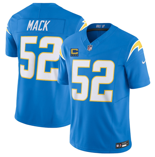 Los Angeles Chargers #52 Khalil Mack Blue 2025 F.U.S.E With 4-Star C Patch Vapor Limited Stitched Football Jersey Los Angeles Chargers #52 Khalil Mack Blue 2025 F.U.S.E With 4-Star C Patch Vapor Limited Stitched Football Jersey